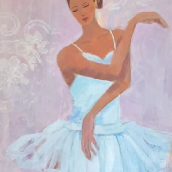 Graceful Ballerina Pink & White Acrylic Painting for Girls' Room Wall Decor Cute - Picture 6 of 12